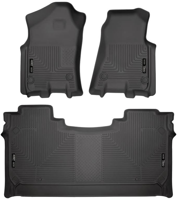 Husky Liners Weatherbeater Floor Mats | Fits 2019 - 2024 Ram 1500 CREW CAB ONLY w/ Factory Underseat Storage (Will NOT Fit Quad Cab) | Front & 2nd Row, 3-pc Black - 94001