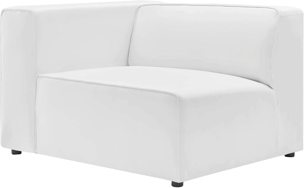 Modway Mingle Vegan Leather 3-Piece Sectional Sofa in White