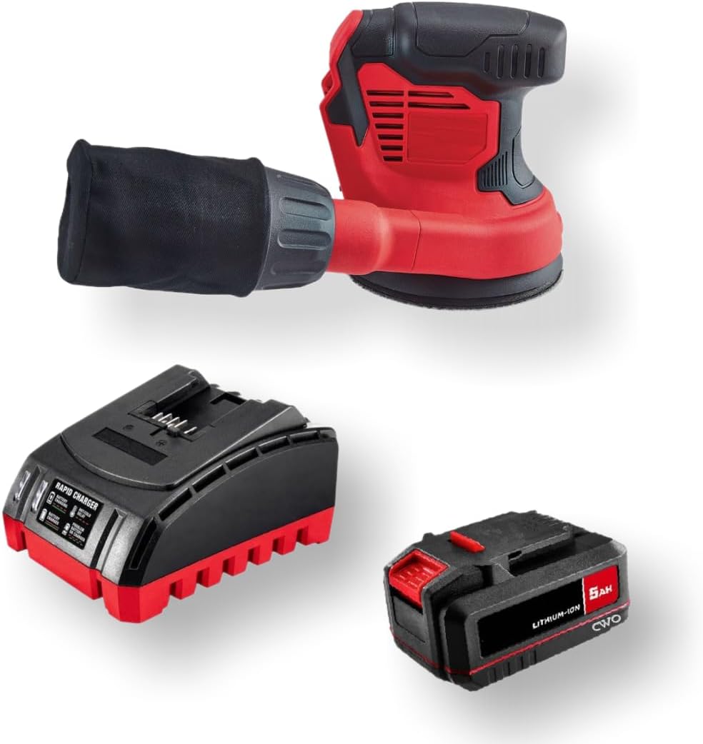 Generic Works with All BAUER 20V Tools: 5.0 Ah Battery and Charger Kit with FREE Cordless 5 in. Random Orbit Sander