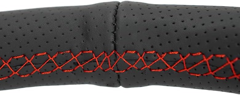 NRG Innovations NRG-RST-380-STL-R Reinforced Classic Stealth Wheel, 380mm, 3 Spoke Center with Diagnal Slits, 1' Deep Dish with Perforated Leather and Red Stitching