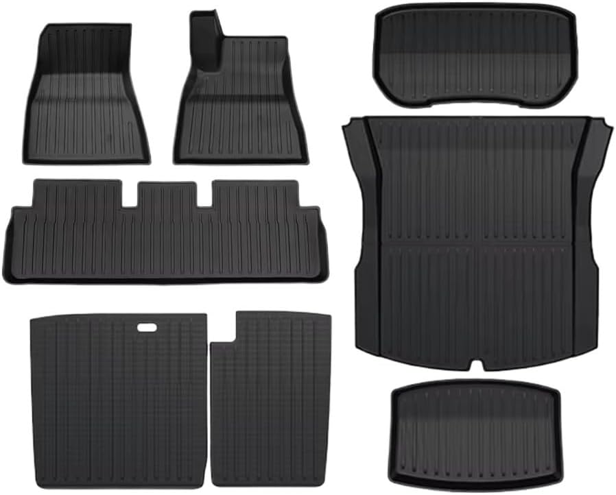 TPE Floor Mats Compatible with Tesla Model 3 2024 Cargo Liner Trunk Mat Pads Model 3 2024 Accessories(8pcs RHD)