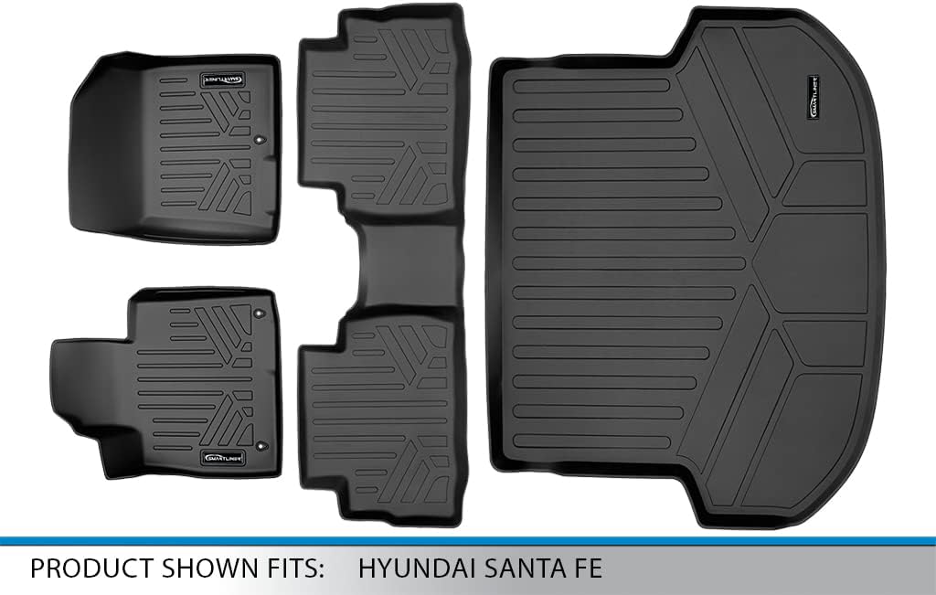 SMARTLINER Custom Fit Floor Mats 2 Rows and Cargo Liner Set Compatible with 2021-2023 Hyundai Santa Fe