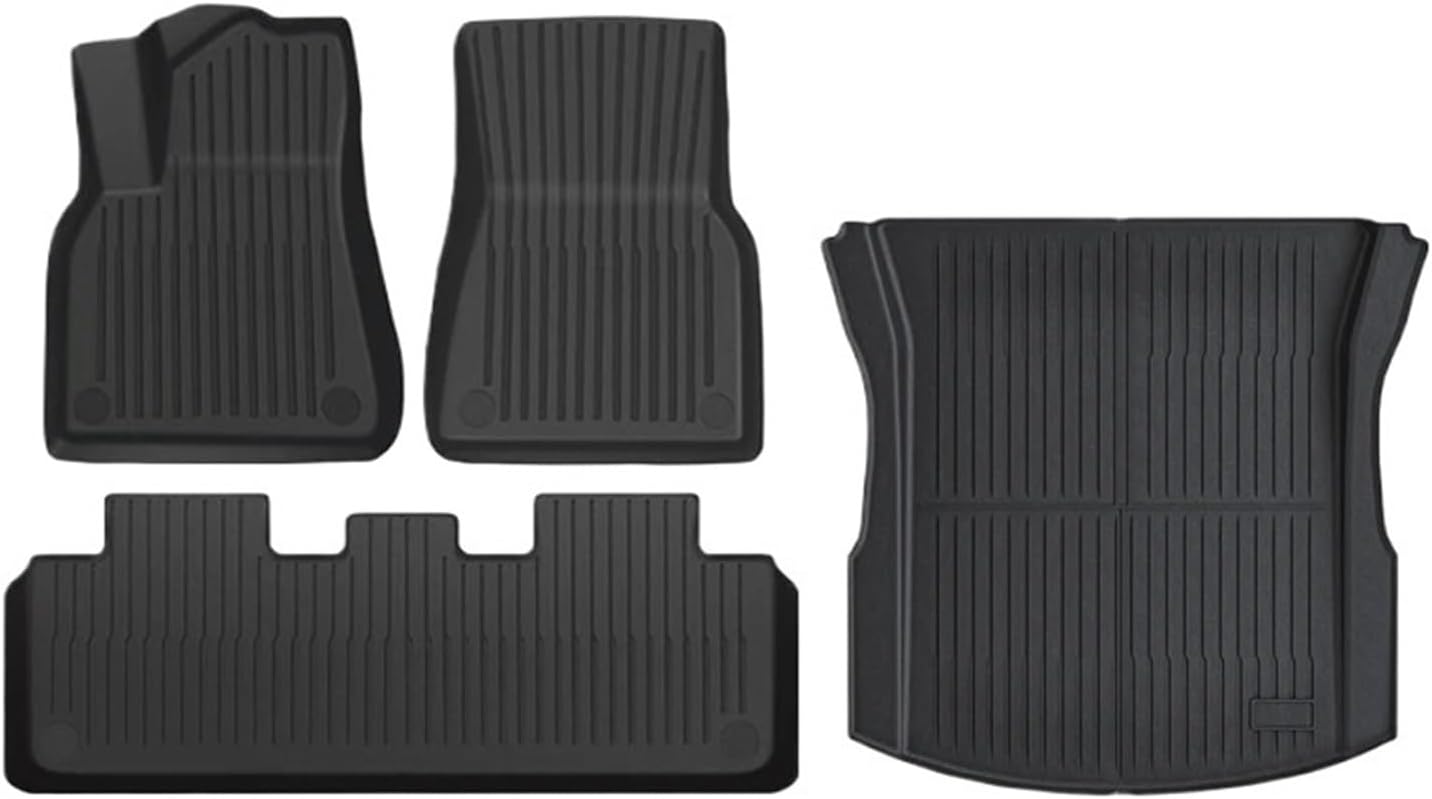 Floor Mats Compatible with Tesla Model 3 Y 2021-2024 5-Seater Custom All Weather Heavy Duty TPE Cargo Liner Trunk Accessories(3 2024 TPE LHD 4PCS)