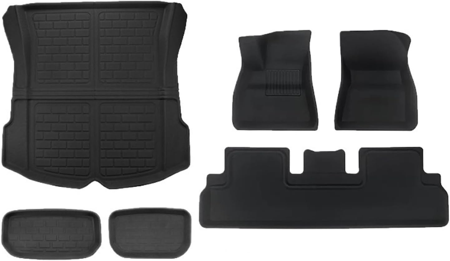 Floor Mats Compatible with Tesla Model 3 2021-2024 Highland Model Y 2017-2024 Custom All Weather Cargo Liner Trunk Accessories(My 2017-24 6PCS)
