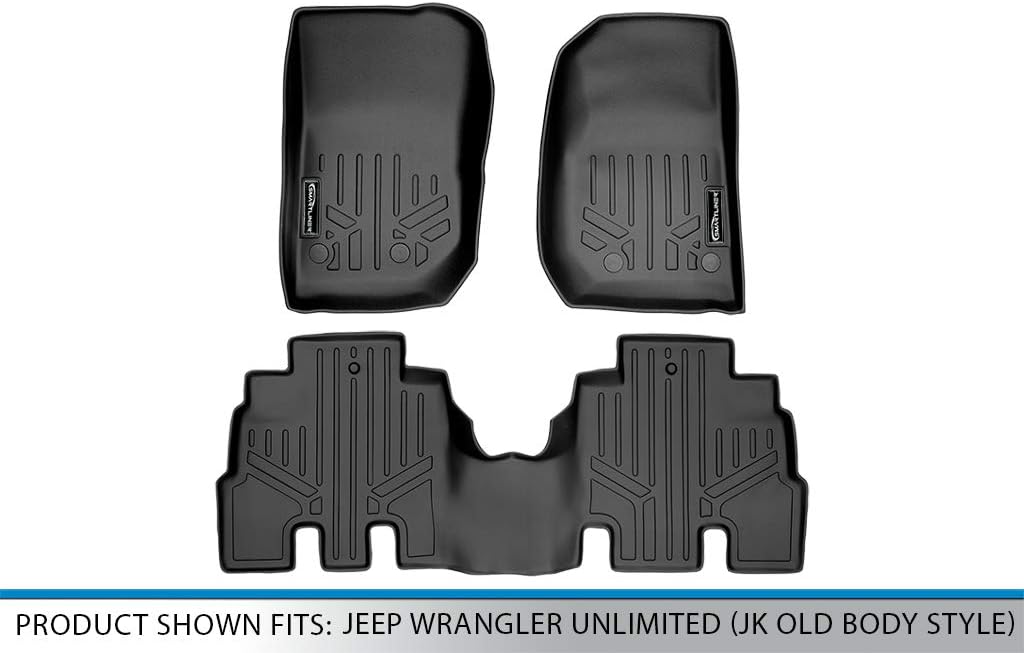 SMARTLINER Custom Fit Floor Mats 1st and 2nd Row Liner Set for 2014-2014 Jeep Wrangler