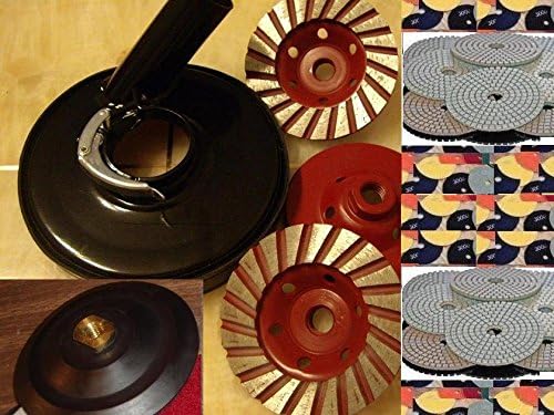 5 Inch 125mm 5' Metal Dust Shroud 5 Cup Wheel 5 Inch Polishing 15 Pad Concrete Stone Marble fits makita dewalt secco hardin damo buddy polisher grinder