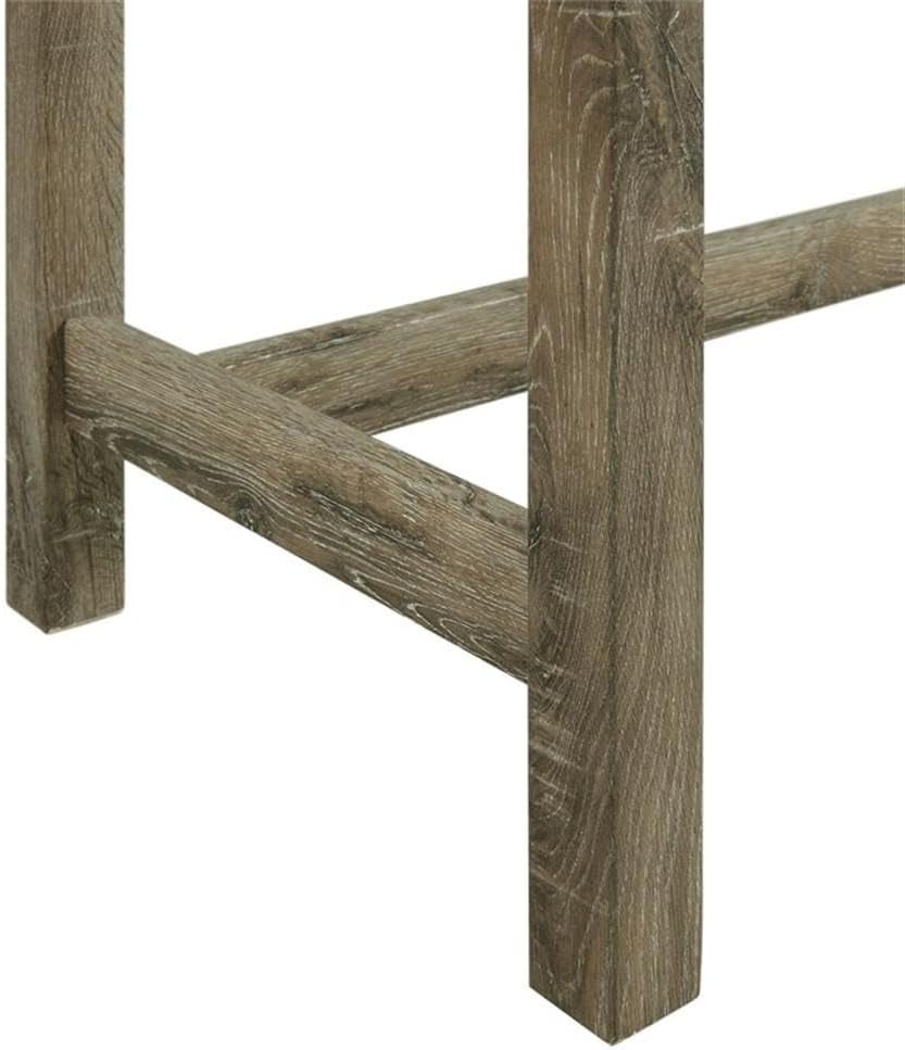 BOWERY HILL Wood Bar Table Set, Light Oak 3D Paper Finish, Includes Rectangular Table & 3 Upholstered Stools with Button Tufted Seats, USB Ports & Power Strip for Living Room or Nook, 60 in x 20 in x