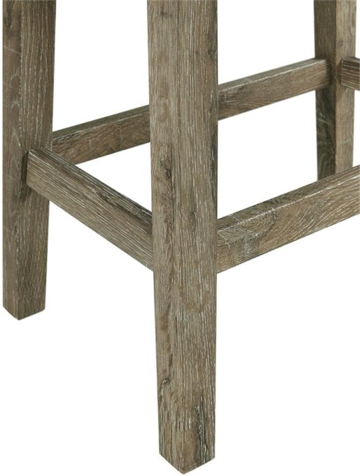 BOWERY HILL Wood Bar Table Set, Light Oak 3D Paper Finish, Includes Rectangular Table & 3 Upholstered Stools with Button Tufted Seats, USB Ports & Power Strip for Living Room or Nook, 60 in x 20 in x