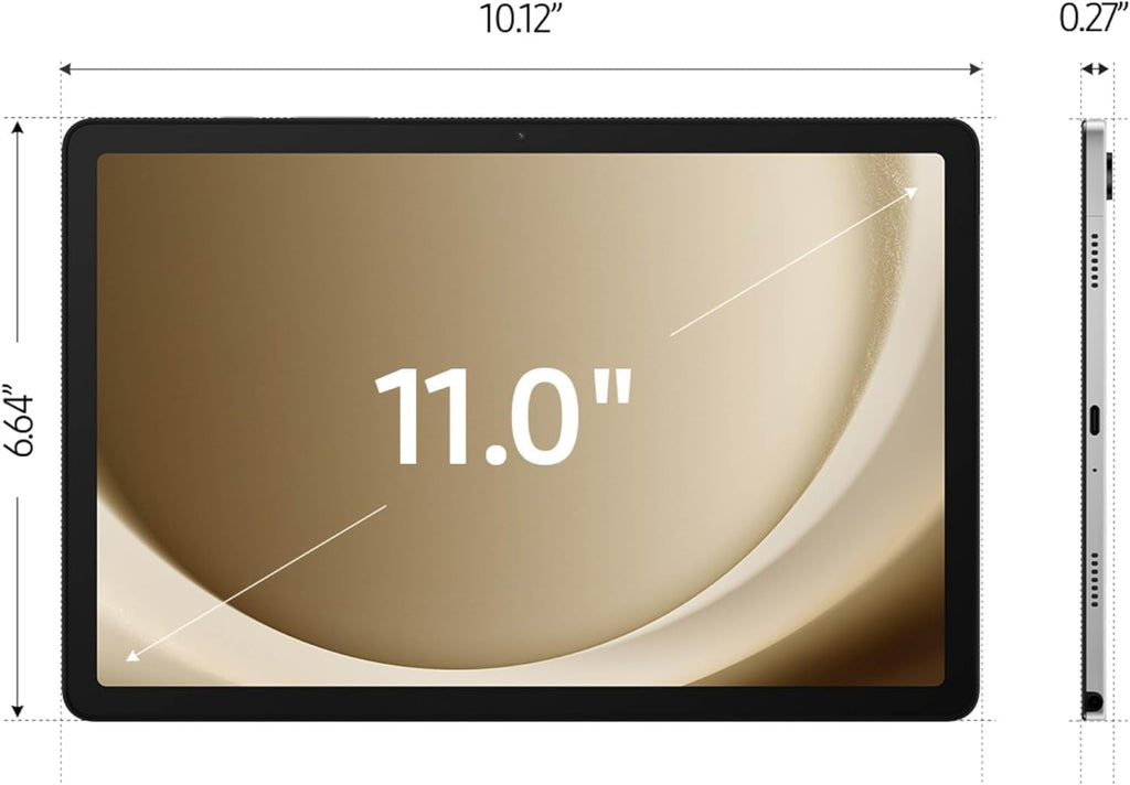Samsung Galaxy Tab A9+ 11 inch Android Tablet, Big Screen, 128GB Storage, Quad Speakers, Upgraded Chipset, Multi Window Display, Slim, Light, Silver with Accessories