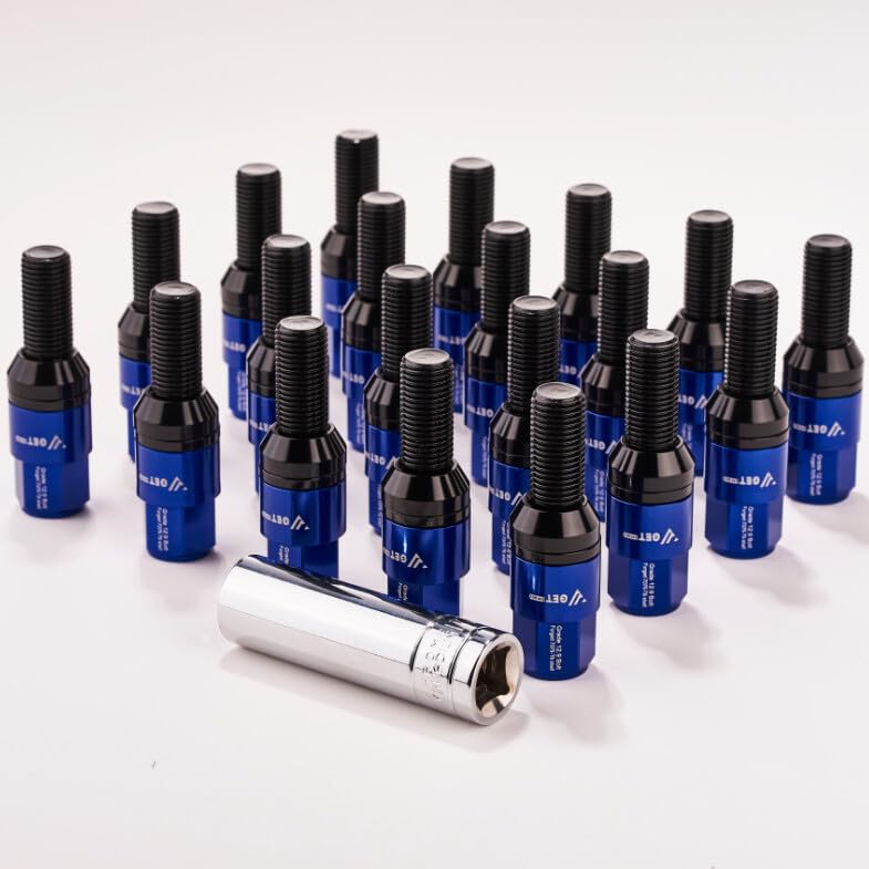 20x M14x1.5 Wheel Lug Bolt 35mm Shank Cone for SEAT Stud for Most Aftermarket Blue