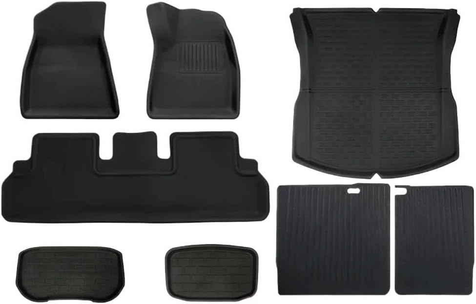 Compatible with Tesla Model 3 Highland 2024 XPE Floor Mats All Weather Trunk Floor Mat WP Cargo Liners Left Right Rubber(M3 8PCS RHD)