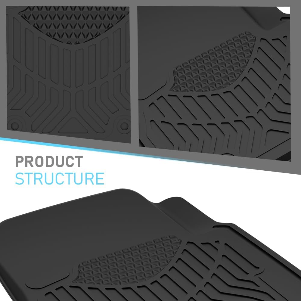 ALLGOOD TPE Floor Mats Cargo Liners Fit Freightliner Cascadia 113 Equipped with DD13 Engine and Manual Transmission 2008-2018 5PCS All Weather Protection Black Alfombras para Carro
