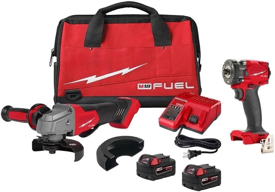 2-Tool Combo Kit 2991-22 for Milwaukee M18 FUEL Cordless 2854-20 3/8' Compact Impact Wrench 2880-20 4-1/2' / 5' Grinder