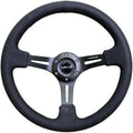 NRG Innovations NRG-RST-018SA Reinforced Steering Wheel 350mm Sport Steering Wheel (3' Deep) Black Leather with Alcantara Stitching, Slit Spoke Design over Circular Cut-Outs