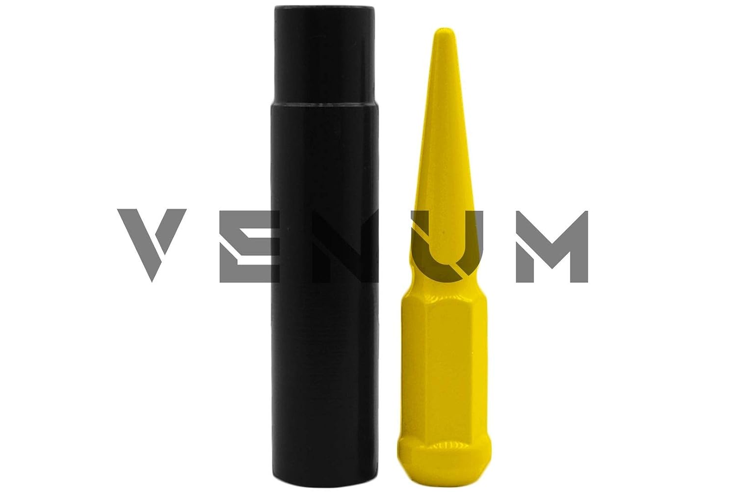 24 Pc Powder Coated Yellow Spike Lug Nuts | M14x1.5 | 4.5 inch Tall | 1 Piece Construction | Works with 2015-2024 F-150 6x135 MM Bolt Pattern