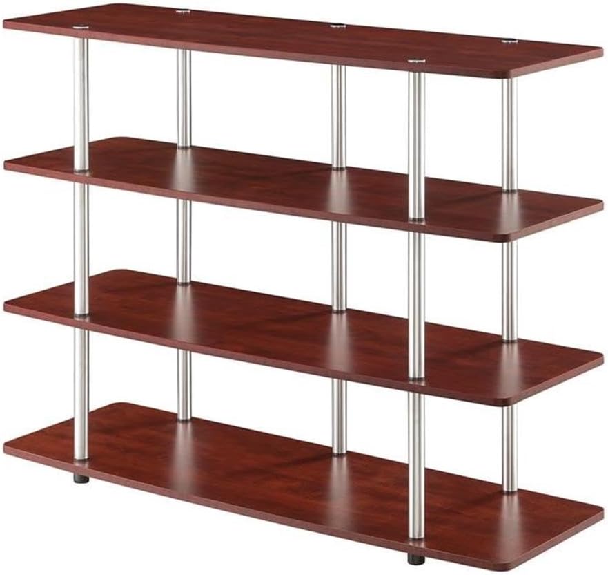 Convenience Concepts Designs2Go No Tools XL Highboy 4-Tier TV Stand 47.25' - Entertainment Center for TVs up to 55 Inches, Modern TV Console with Shelves for Living Room, Family Room, Cherry