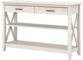 Bush Home Key West Console Table with Drawers and Shelves in Linen White Oak