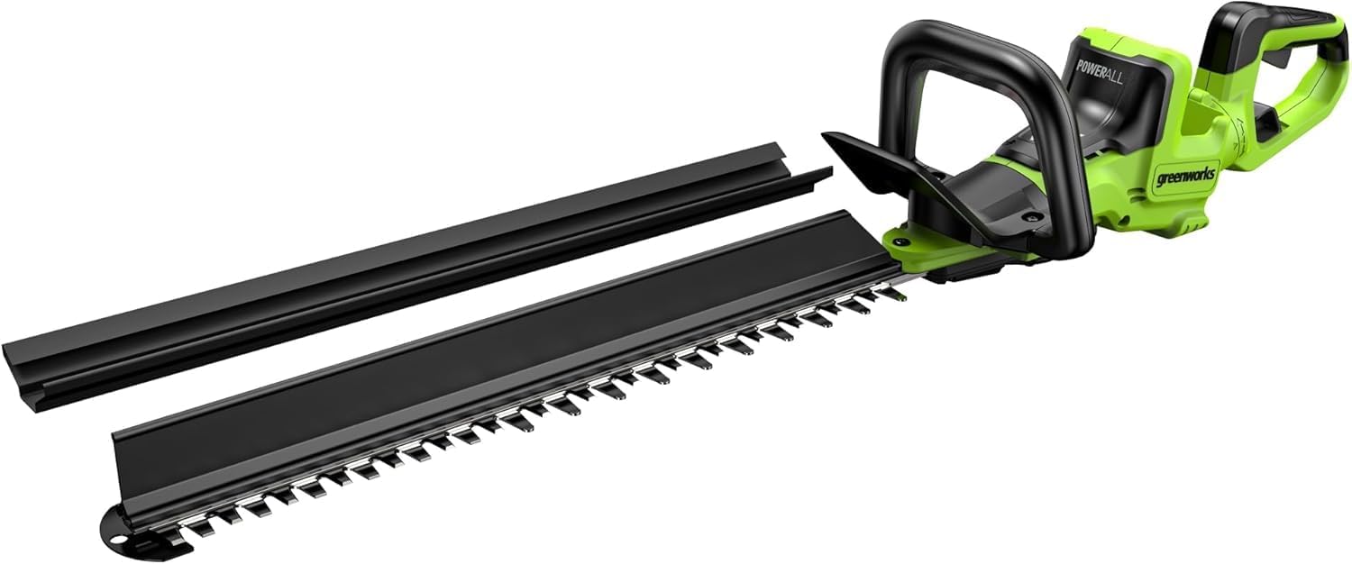 Greenworks 48V (24V x 2) Cordless Brushless Axial Leaf Blower，24V Cordless Battery Hedge Trimmer Combo Kit