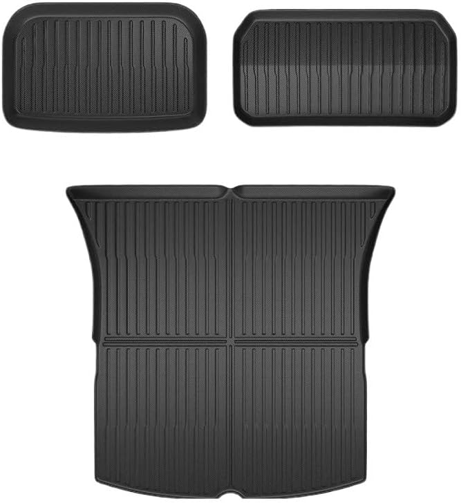 XPE Floor Mats Compatible with Tesla Model 3 2021-2024 Highland All Weather Trunk Mat WP Cargo Liner Left Right Rubber(Fluorescent Green)