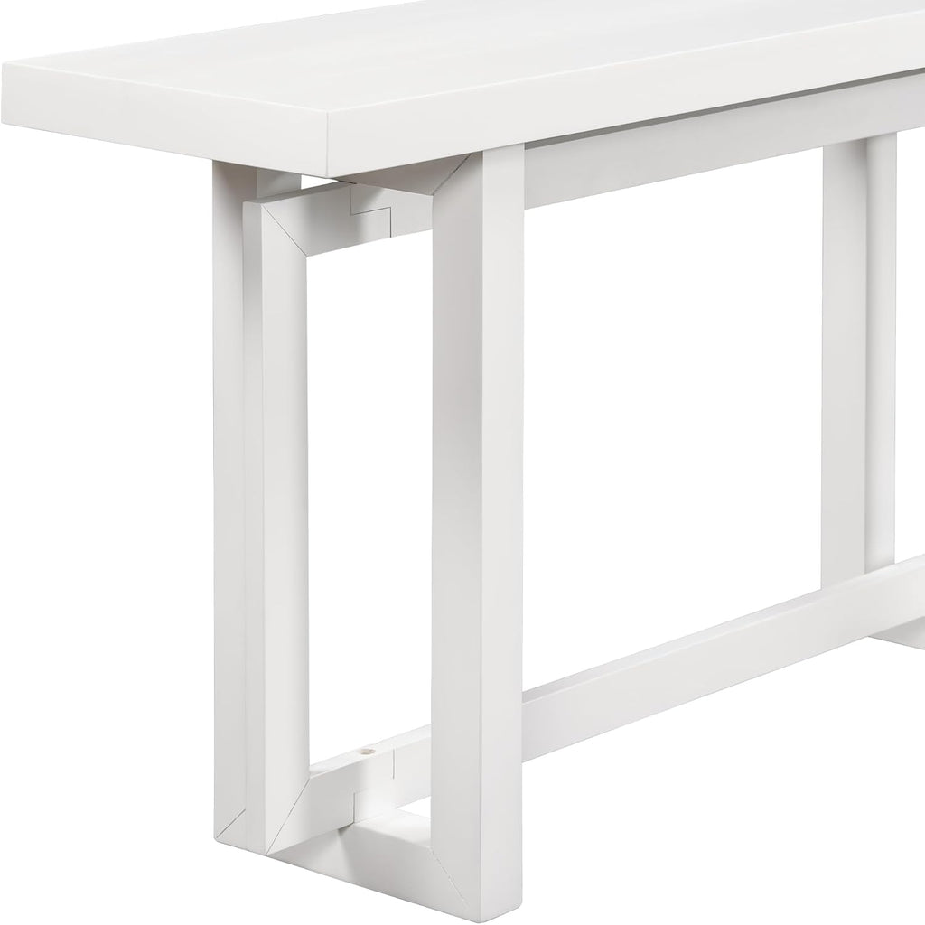 Merax 60 in White Console Table, White Entryway Table Wood Minimalism Industrial Style Sofa Table Entryway Table Side Table Display Table for Entry Way, Hallway, Couch, Living Room, Foyer