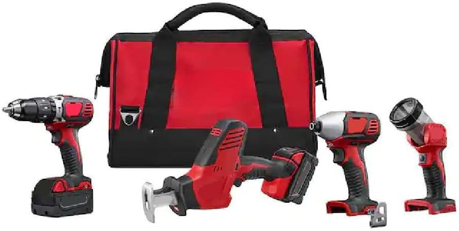 For Milwaukee 2695-24 M18 18V Lithium-Ion Cordless Combo Tool Kit (4-Tool) w/(2) 3.0Ah 1) Charger, (1) Tool Bag
