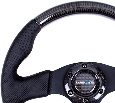 NRG Innovations NRG-ST-310CFBS Carbon Fiber Steering Wheel, 315mm with Black Stitching, Perforated Leather Trim