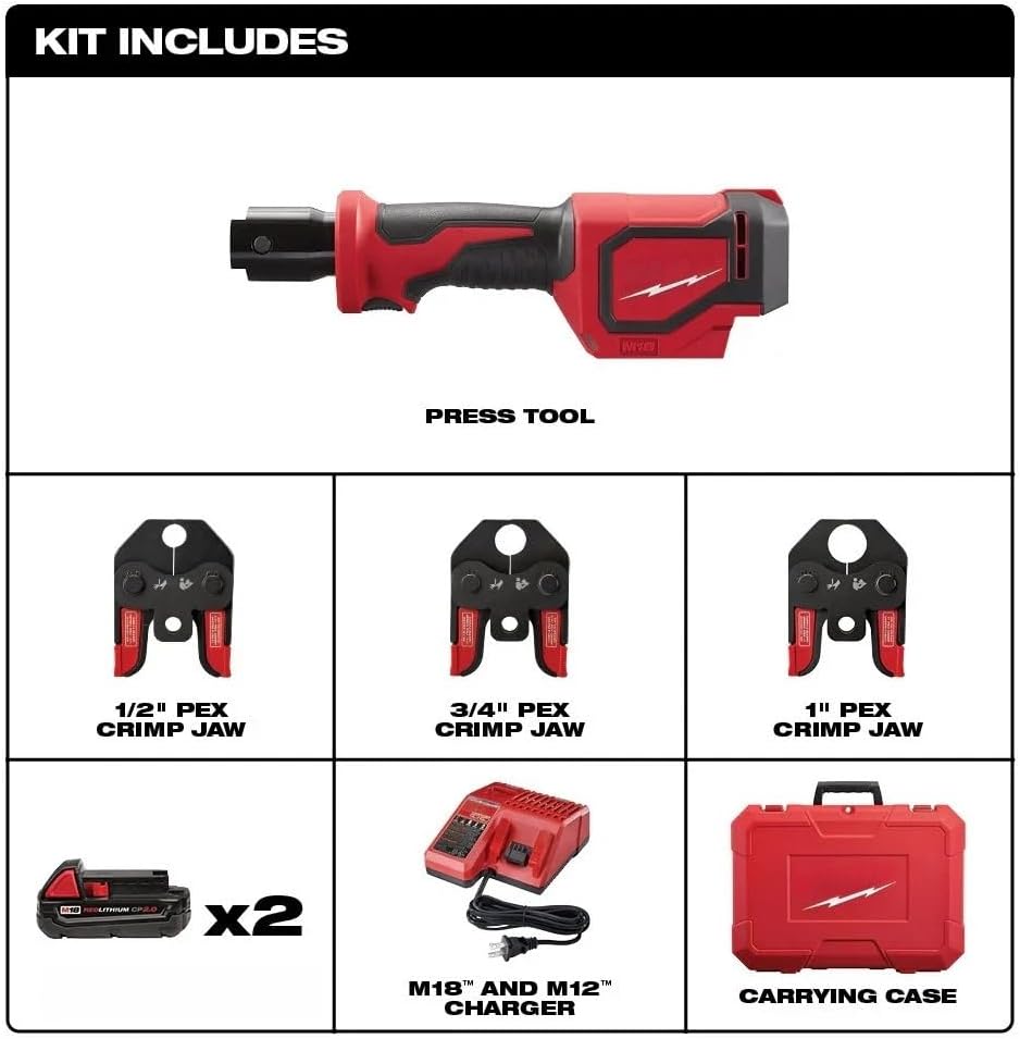 New 2674-22C for Milwaukee M18 Cordless Short Throw Press Tool Kit with Crimp Jaws