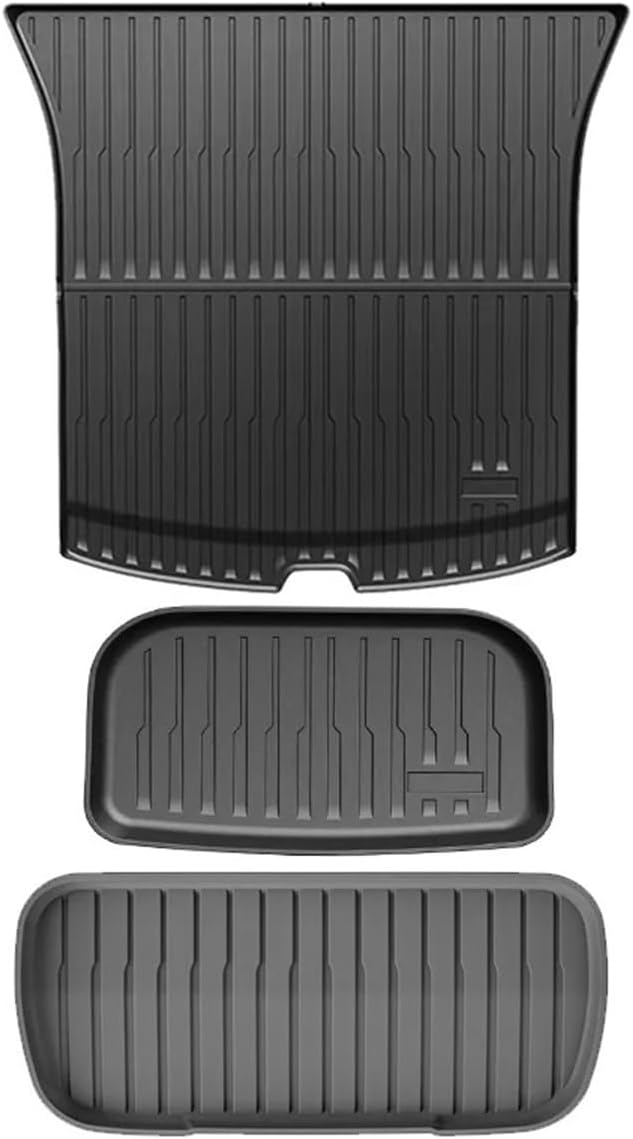 Compatible with Tesla Model Y Launch 2025+ Juniper 2025+ TPE Floor Mats & Cargo Liner, All Weather Trunk Mats Floor Liner Backrest Mats(Black one Set,Left Hand Drive)