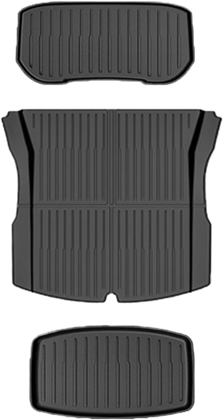 Floor Mats 2024 Compatible with Tesla Model 3 Highland,TPE All Weather Protection Cargo Liner Floor Mats and Cargo Trunk Mats Accessorie(Trunk 3pc)