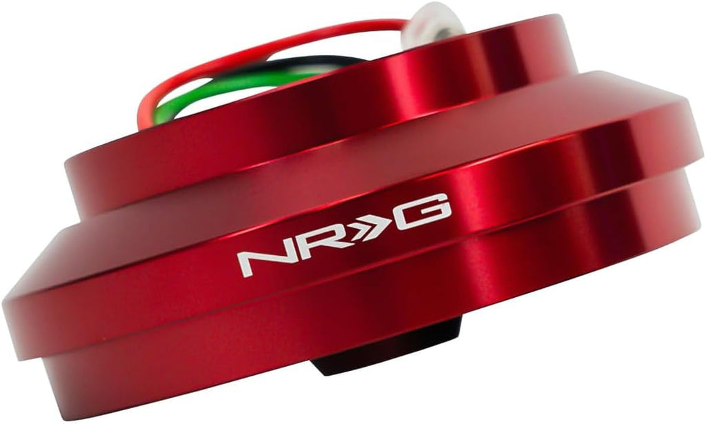 NRG Innovations Racing Style Steering Wheel Short Hub, Lockable Aluminum Steering Shaft, 6x70mm Bolt Pattern Quick Release Adapter Unit, Compatible For 83-92 Ford, Red, NRG-SRK-174H-RD