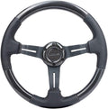 NRG Innovations NRG-ST-010CFBS Steering Wheel - Carbon Fiber Steering Wheel with LEATHER ACCENT 350mm 1.5' DEEP BLACK STICHING