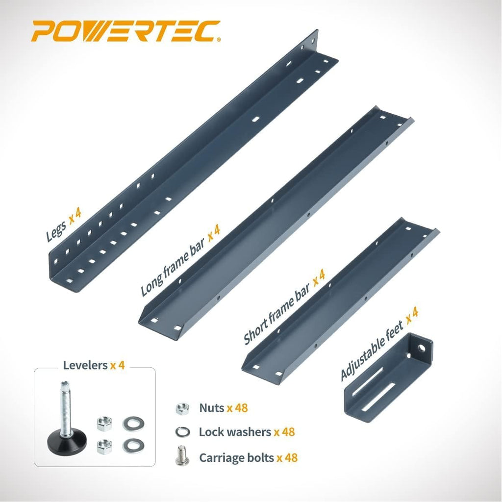 POWERTEC 24'x32' Router Table Top w/Tool Stand, Router Plate and Insert Rings, 400lb Capacity Heavy Duty Router Table Stand with Adjustable Leveling feet (UT1006C)