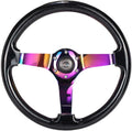 NRG Innovations NRG-RST-036BSB-MC Reinforced Steering Wheel - Classic Black Sparkled Wood Grain Wheel (3' Deep, 4mm), 350mm, 3 Solid Spoke Center in Neochrome