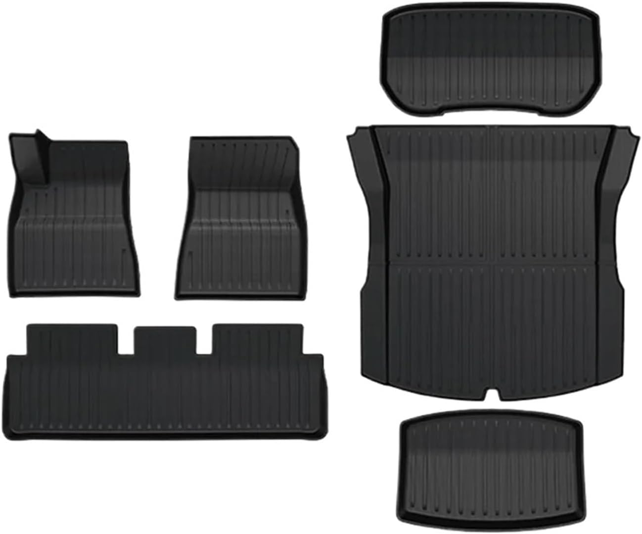 Compatible with Tesla Model 3 2024 Highland Floor Mats Cargo Liner Waterproof Anti-Slip Trunk Mat TPE Pads Left/Right Hand Rubber(6pcs LHD)