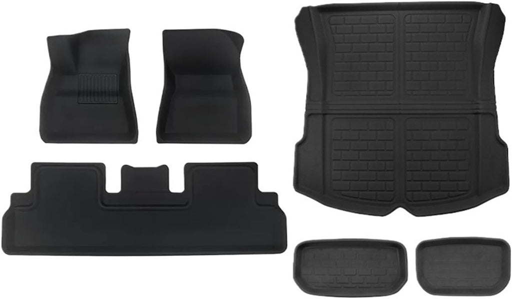 Floor Mats Compatible with Tesla Model 3 2021-2024 Highland Model Y 2017-2024 Custom All Weather Cargo Liner Trunk Accessories(M3 23 10-24 6PCS)