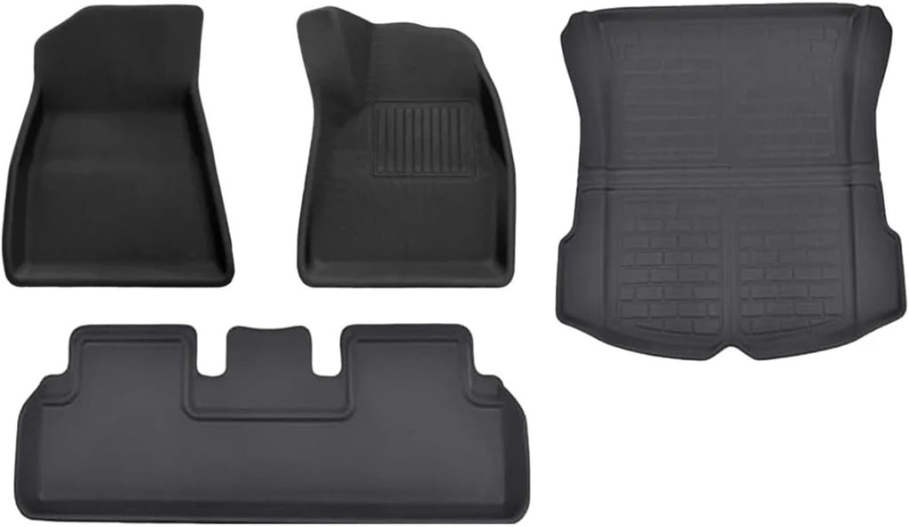 All Weather XPE Floor Mats Compatible with Tesla Model 3 Highland 2024, Waterproof Anti-Slip Front Rear Cargo Liner Trunk Mat(4PCS RHD Floor Mats)