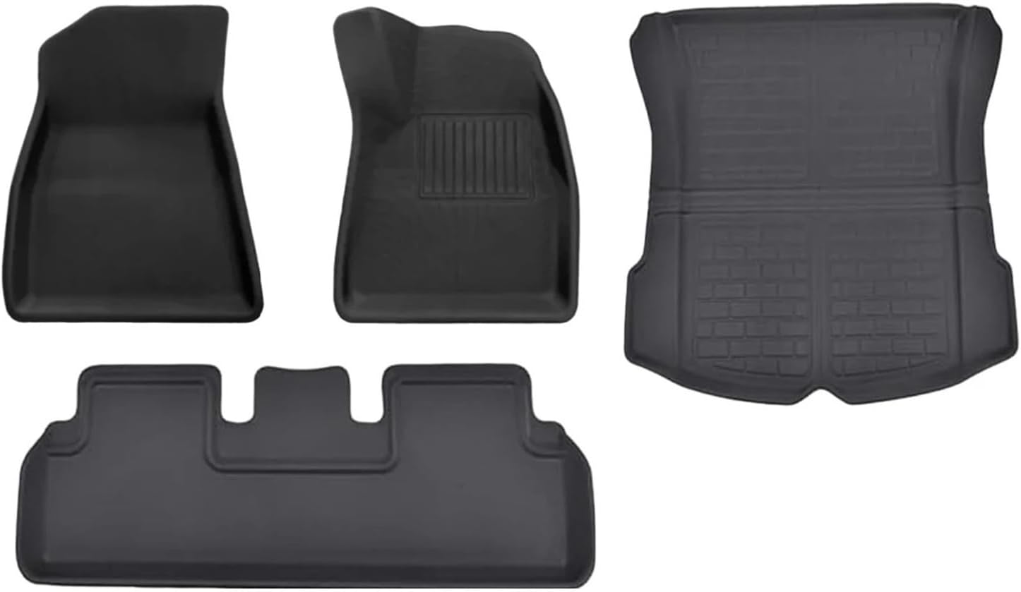 All Weather XPE Floor Mats Compatible with Tesla Model 3 Highland 2024, Waterproof Anti-Slip Front Rear Cargo Liner Trunk Mat(4PCS RHD Floor Mats)