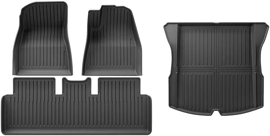 TPE 2024 2025 Compatible with Tesla Model 3 Highland Floor Mats All Weather Front Rear Cargo Liner Mat WP Anti-Slip Mats Accessories(4pcs RHD)