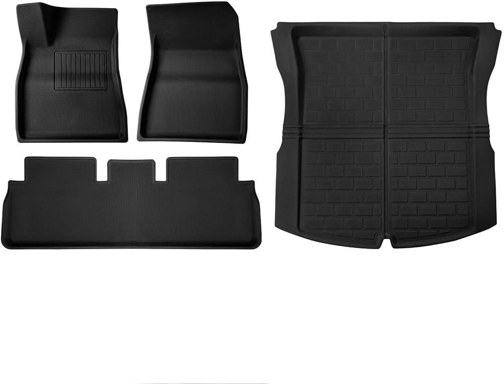 Floor Mats Compatible with Tesla Model 3 Highland 2024 All Weather Trunk Floor Mat Full Set WP Non-Slip Cargo Liners(4pcs Model 3 LHD)