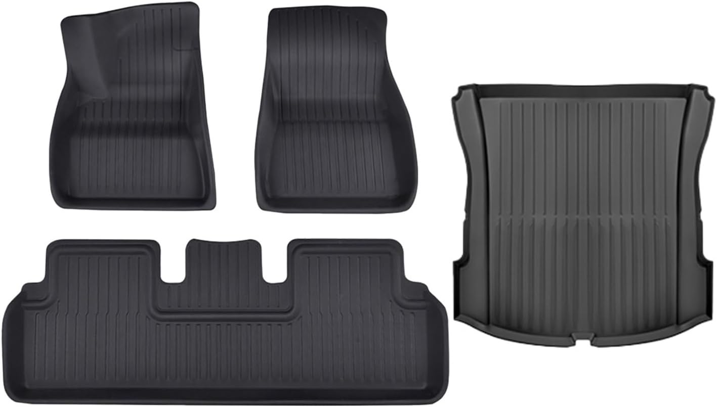 Compatible with Tesla Model 3 2023-2021 All-Weather XPE Floor Mats, LHD 3D Durable Waterproof Non-Slip Cargo Liners Trunk Mat Protection(4PCS LHD Floor Mats)