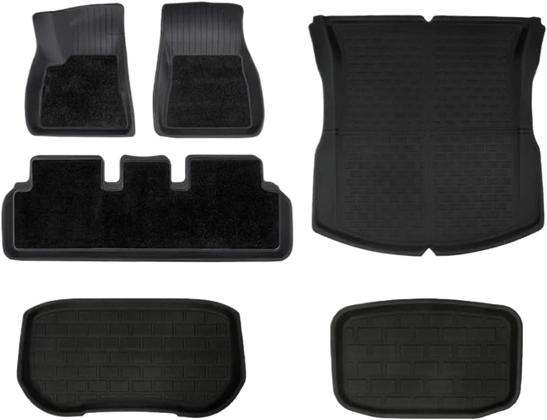 Floor Mats Compatible with Tesla Model 3 Highland All-Weather Cargo Liner Rear Cargo Tray Trunk Mat with Backrest Mat Interior Accessories(DL-FM-9PCS,Left-Hand Drive)
