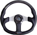 NRG Innovations NRG-ST-013CFSL Carbon Fiber Steering Wheel 350mm, Silver Oval Shape with Leather Trim