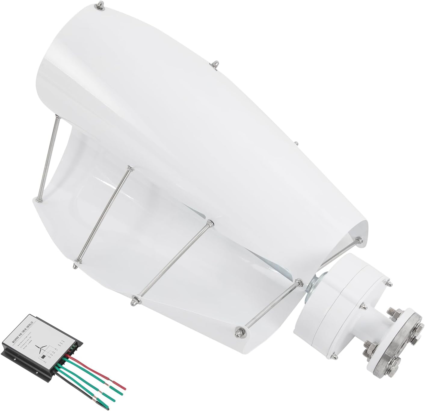 Wind Turbine, 100W Vertical Axis Wind Turbine Generator Controller Wind Generator Kit 12V Wind Turbine Machine Wind Power Generator Wind Power Tool for Home, Business, Boats, Gazebos (White)