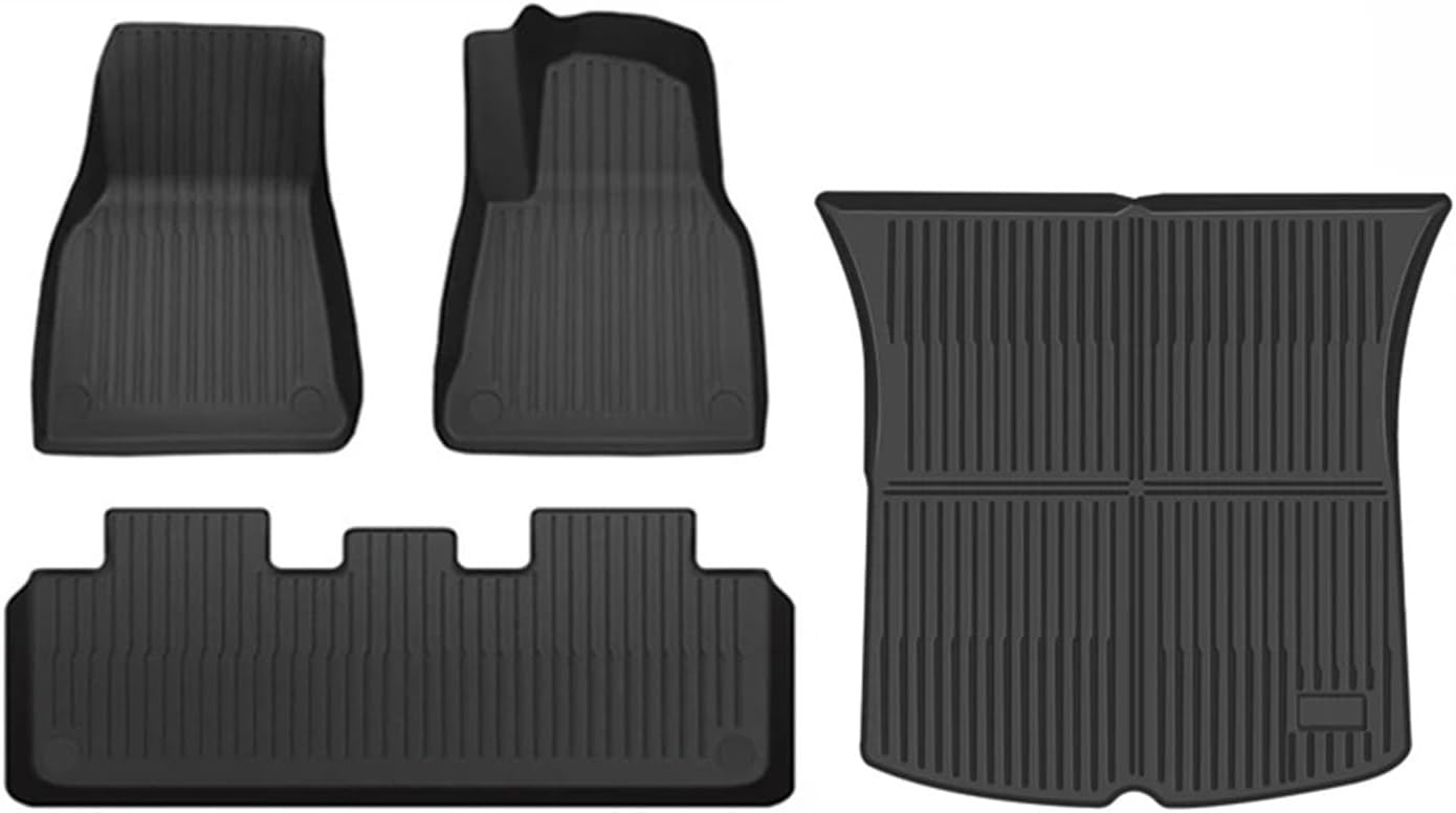 Floor Mats for Tesla Model 3 Y 2021-2024 5-Seater Custom Fit All Weather Heavy Duty TPE Cargo Liner Trunk Accessories(Y TPE RHD 4PCS)