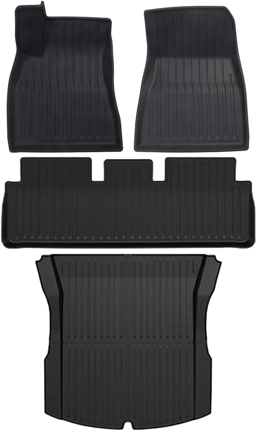 TPE Floor Mats Cargo Liner Compatible with Tesla Model 3 Highland 2024 All Weather Waterproof Anti-Slip Trunk Mats TPE Floor Liners(4PCS LHD)
