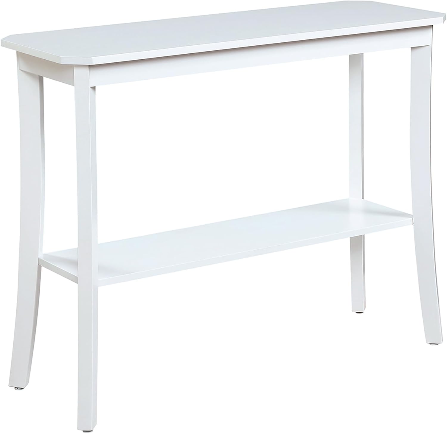 Pemberly Row Console Table, 30' H x 14' W x 38' D, MDF Wood, White Finish, Bottom Shelf for Storage or Display, Easy Assembly, Timeless Design for Living Room or Entryway Decor