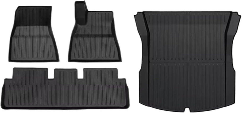 Compatible with Tesla Model 3 2024 Highland TPE Floor Mats & Cargo Liner Waterproof Anti-Slip Trunk Mat TPE Pads Left Right Hand Drive(4PCS RHD)
