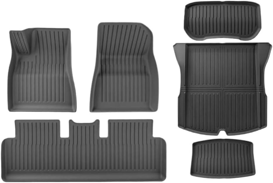 Compatible with Tesla Model 3 Highland 2025 2024 2023 TPE Floor Mats, All Weather Waterproof Anti-Slip Front Rear Cargo Liner Trunk Mat(Green)