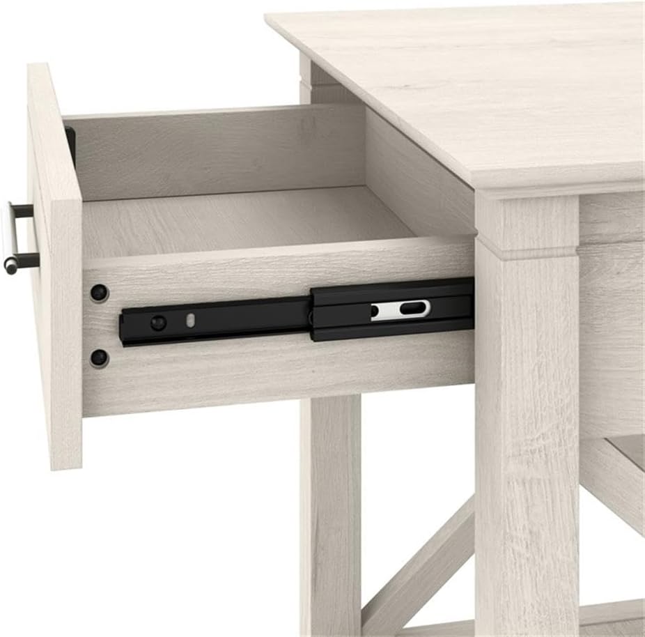 Bush Home Key West Console Table with Drawers and Shelves in Linen White Oak