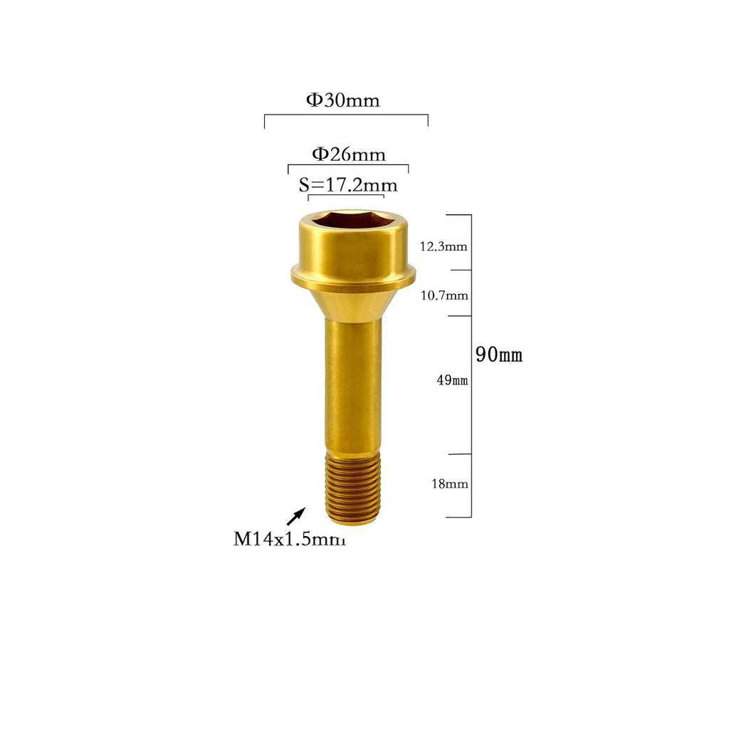 RISON Titanium Wheel Lug Bolts M14x1.5x52/67mm Lug Bolts Aerospace Grade 6AL4V Lightweight and Durability Lug Bolt Car Accessories for Ferrari Pack of 20pcs (Gold, M14X1.5X67mm)